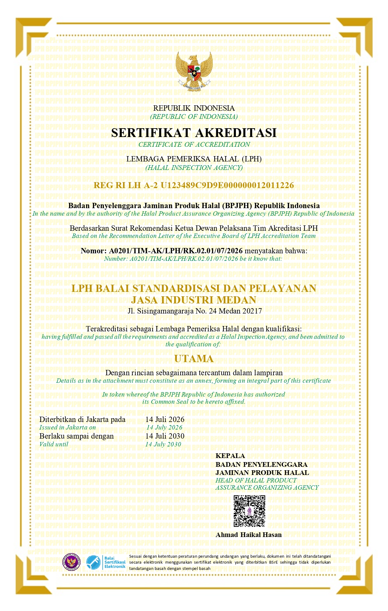 Sertifikat Akreditasi LPH